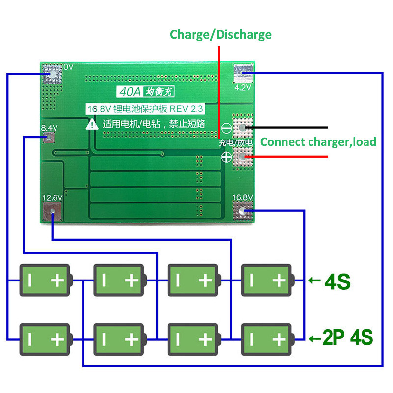 Плата защиты PCM BMS 4S 40A 12.6V Li-Ion Контроллер заряда/разряда V3 для 3,7в 18650,26650, фото 1