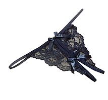 Еротичні сексуальні трусики жіночі стрінги з доступом Чорні. Еротична білизна