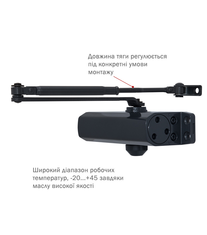 Доводчик RYOBI 9903 STD до 65кг серый антрацит (Япония), фото 4