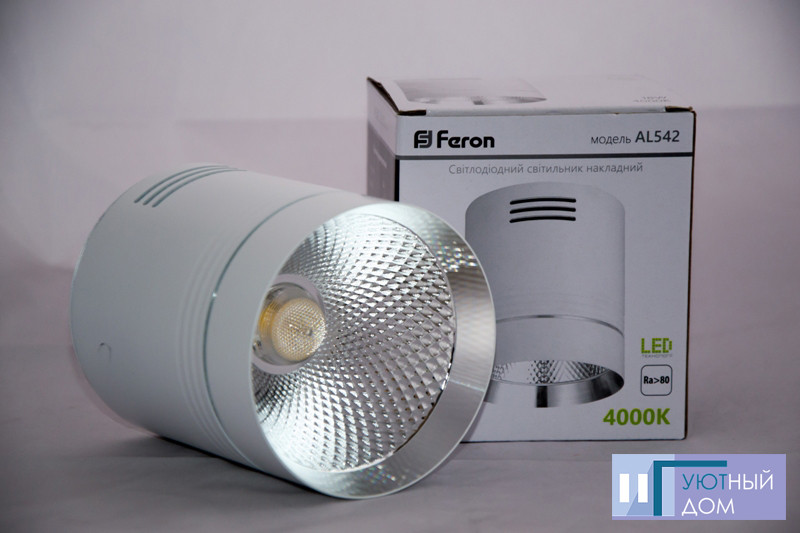 Світлодіодний світильник Feron AL542 COB 18 W білий + срібло