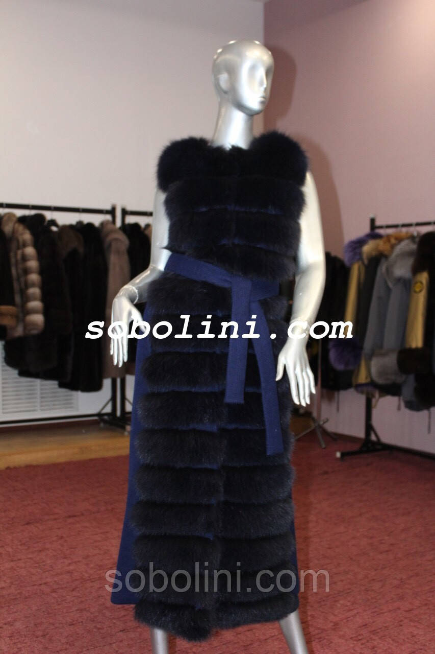 Фото на манекені, жилет із трикотажної тканини з хутром песця, фото 1