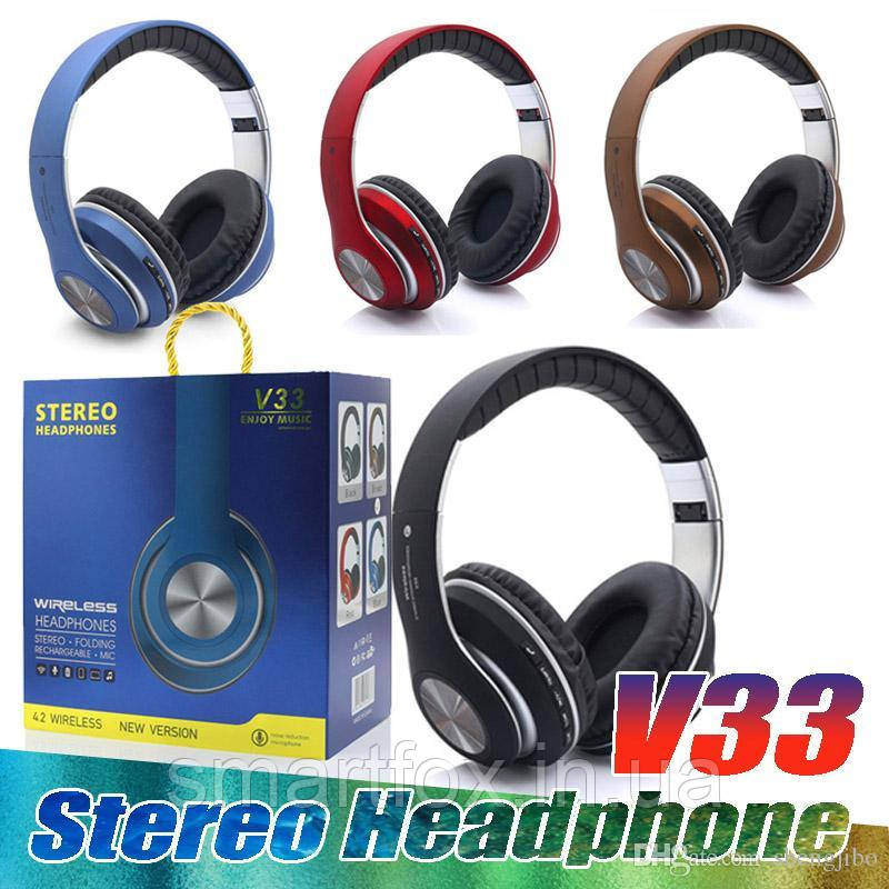 Блютус навушники V33 (bluetooth+SD card+FM+with cable)