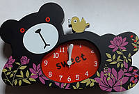Часы-будильник №7184 Мишка с птичкой (23*15)