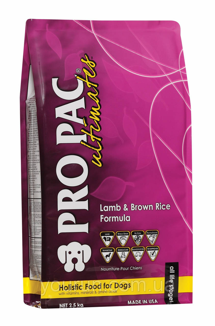 Pro Pac (Про Пак) Ultimates Lamb & Brown Rice Formula з ягням і рисом для собак всіх порід, 2.5 кг