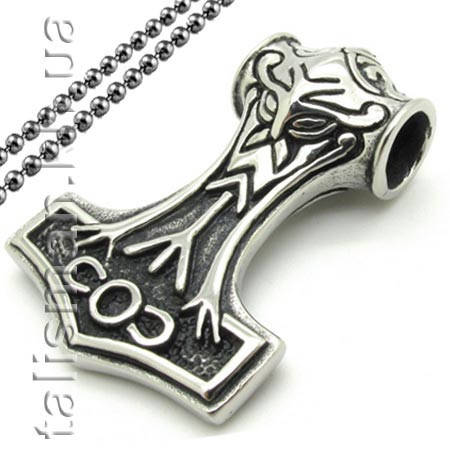 Кулон Молот Тора сталевий на ланцюжку AST17, фото 1