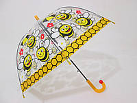 Детский прозрачный зонт куполообразный 3-7 лет "Пчелка "
