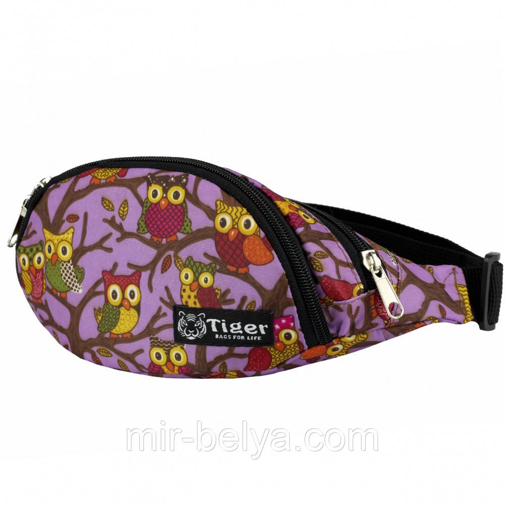 СУМКА НА ПОЯС TIGER RIO PRINT СОВИ ФІОЛЕТОВІ, фото 1