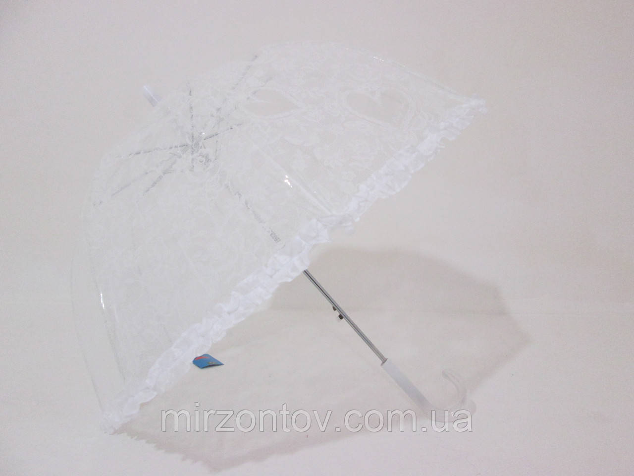 Дитяча прозора парасолька куполоподібна з рюшиком 4-10 років біла
