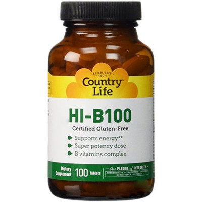 Збалансований комплекс вітамінів групи B Super Potecy Hi-B-100 (100 таб.) Country Life