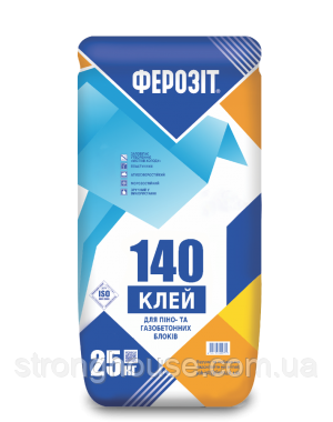 ФЕРОЗІТ 140 КЛЕЙ ДЛЯ ПІНО- ТА ГАЗОБЕТОННИХ БЛОКІВ (запобігає утворенню"містків холоду")