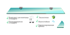 Полка прямокутна скляна 1000ммх150ммх8мм, прозора з кріпленнями., фото 2