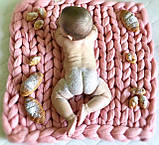 Дитячий плед в коляску, ліжечко, на виписку і для фотосесії 100% вовна мериносів, фото 4