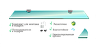Полка прямокутна скляна 900ммх150ммх8мм, прозора з кріпленнями., фото 2