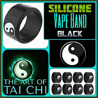 Silicone Vape Band. Противоударное защитное кольцо для атомайзеров от 18 мм. Black Tai Chi.