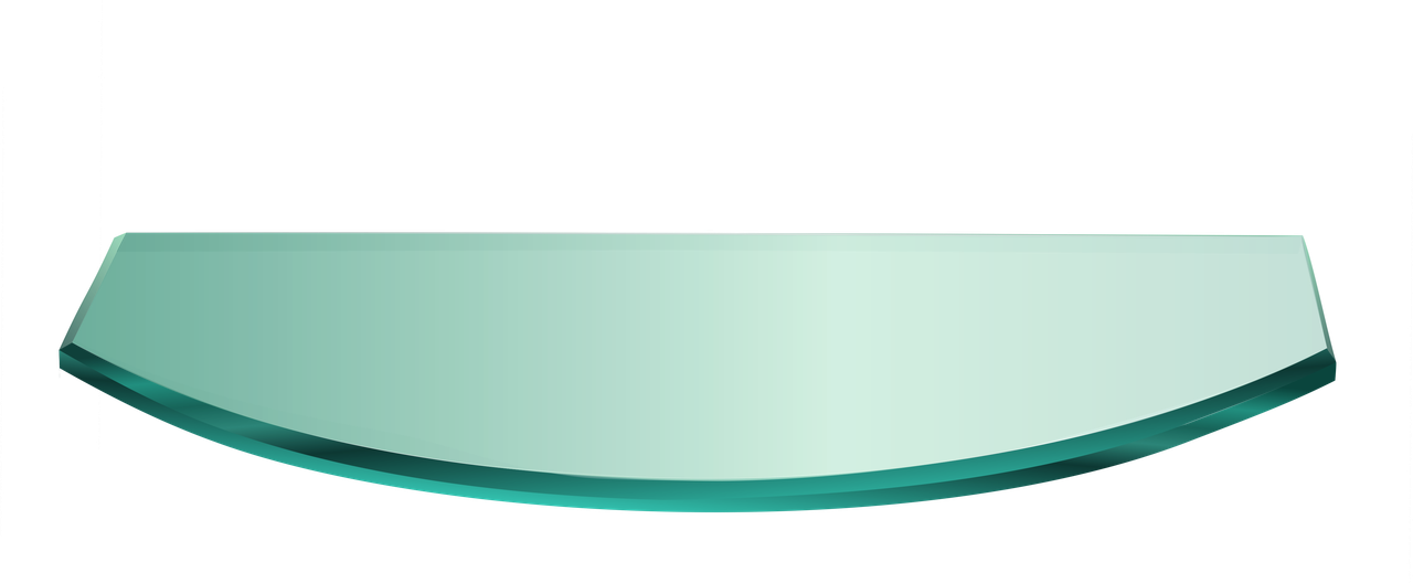 Полка прямокутна радіусна скляна 700ммх150ммх8мм, прозора з кріпленнями.