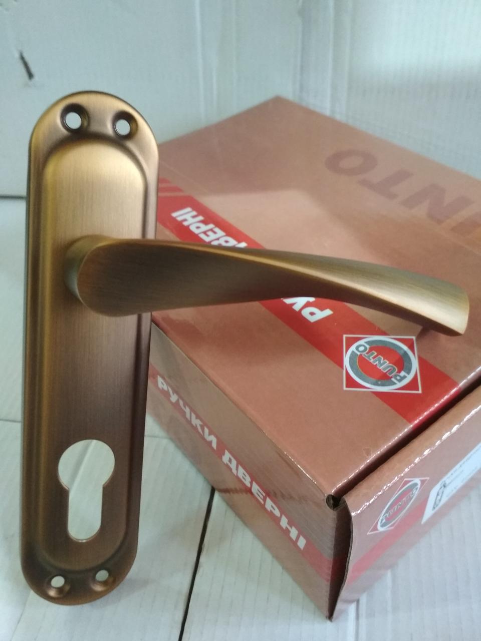Ручка дверна на планці CORONA STL kYale 62 mm AB, бронза, фото 1