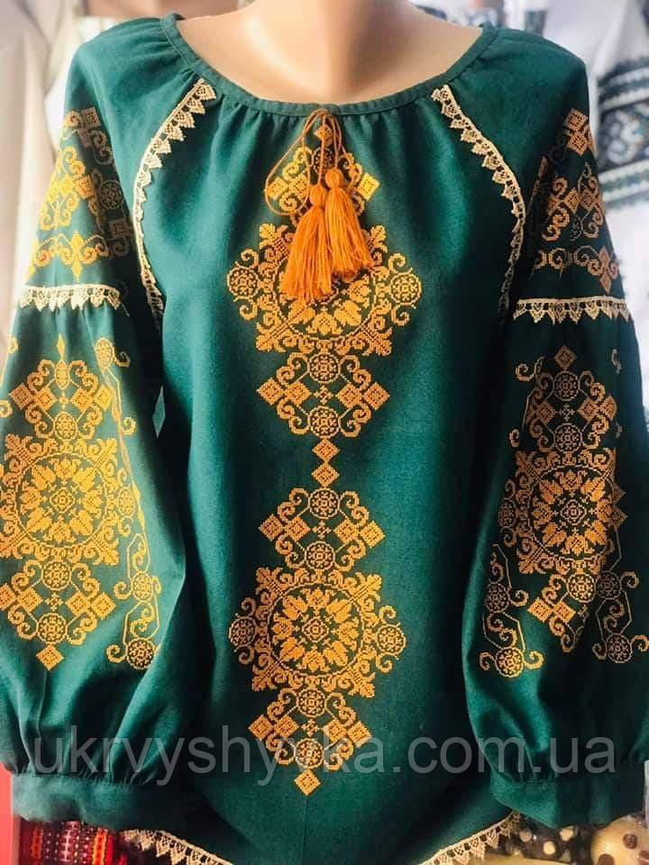 Вишита сорочка "Аделія" зелена