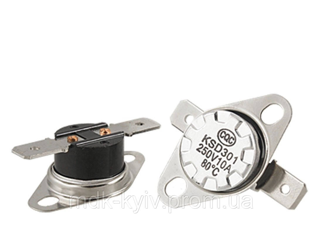 KSD301 80°С 10А LBHL — самовідновлювальний термовимикач типу KSD301 (KSD-F01), нормально-закритий, 250В, фото 1