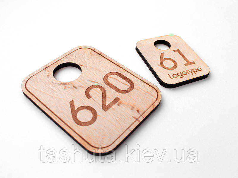 Номерок из фанеры в гардероб 40х50мм, односторонний Ташута  (21-74131-01)