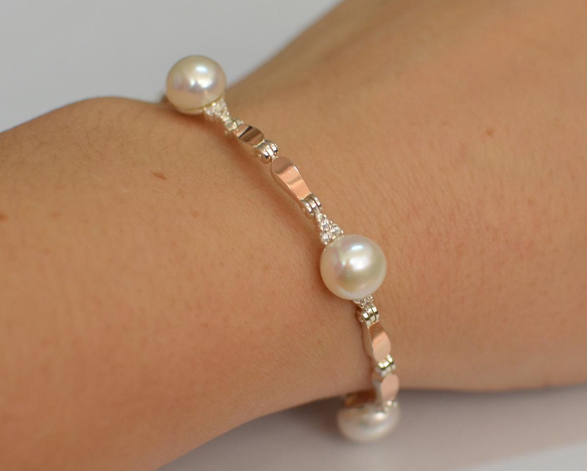 Срібний браслет зі вставками з золота 19 см, фото 1