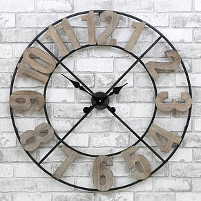Годинник настінний металевий у стилі лофт — Milano Wooden 80 cm, фото 1