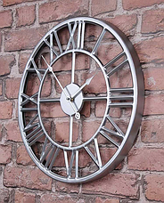 Годинник настінний металевий у стилі лофт — Roman Silver 80 cm, фото 3