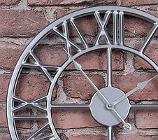 Годинник настінний металевий у стилі лофт — Roman Silver 80 cm, фото 4