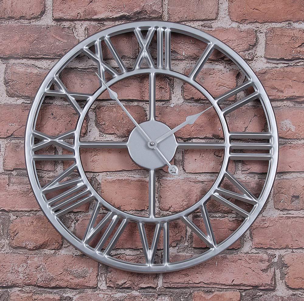 Часы настенные металлические в стиле лофт - Roman Silver 40 cm: продажа ...