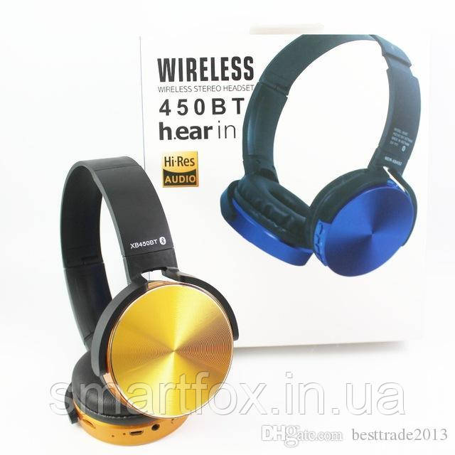 Блютус навушники BT450 (bluetooth+SD card+FM+with cable)