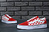 Жіночі кеди Vans BAPE Old Skool "Shark" (в стилі Ванс Олд Скул) червоно-білі з принтом, замша, текстиль, фото 6