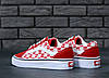 Жіночі кеди Vans BAPE Old Skool "Shark" (в стилі Ванс Олд Скул) червоно-білі з принтом, замша, текстиль, фото 9