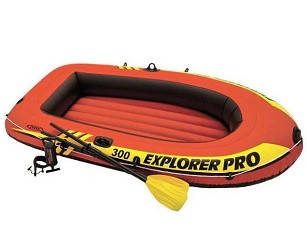 Двомісний надувний човен Intex 58358 Explorer PRO 300 Set, 244 х 117 см (весла, ручний насос). 3-х камерний