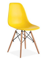 Стул Тауэр Вуд желтый пластик, ножки дерево (Прайз), Eames