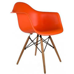 Кресло Тауэр Вуд, оранжевый пластик, бук (Прайз), Eames