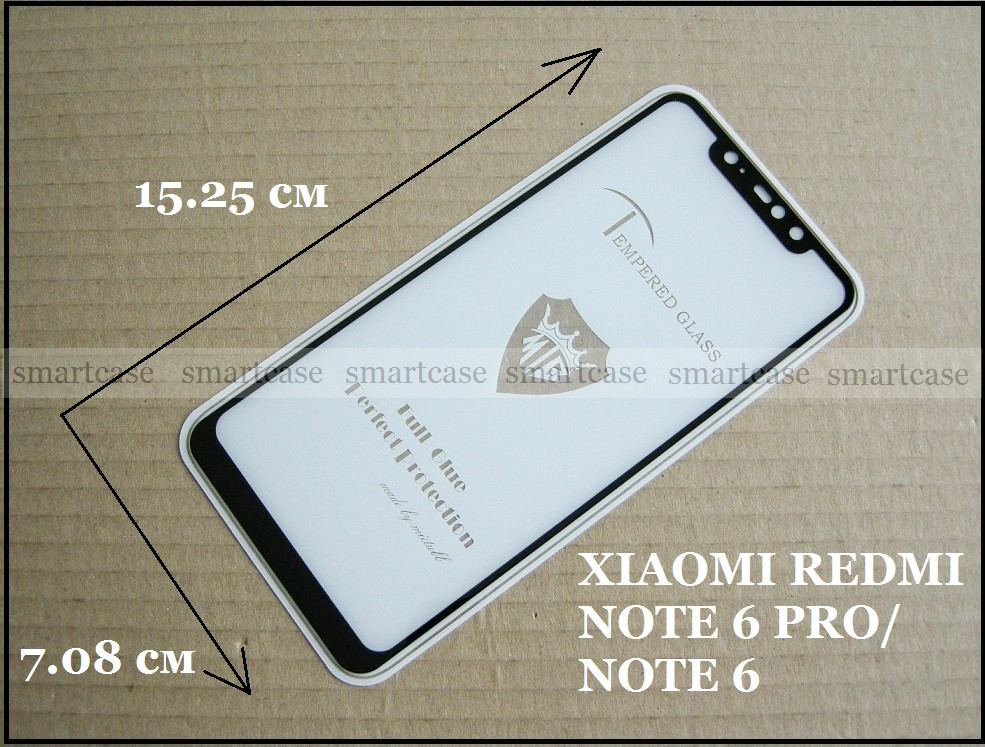 Mietubl 5d full glue закаленное стекло защитное Xiaomi Redmi Note 6 Pro Black, водостойкое 9H 0,26 мм - фото 2 - id-p873560298