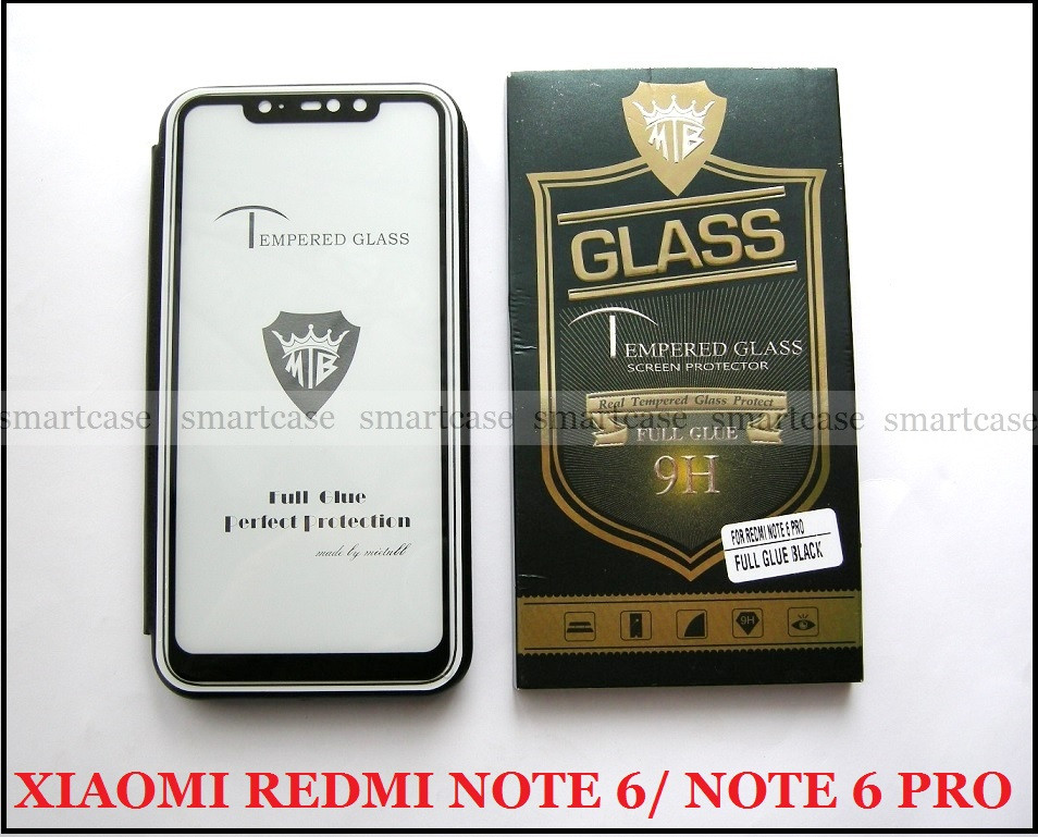 Mietubl 5d full glue закаленное стекло защитное Xiaomi Redmi Note 6 Pro Black, водостойкое 9H 0,26 мм - фото 1 - id-p873560298