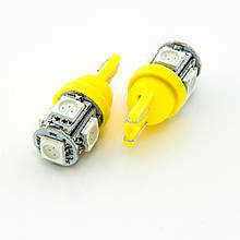 Лампа LED 12V T10 (W5W) 5SMD 5050 ЖЕЛТЫЙ
