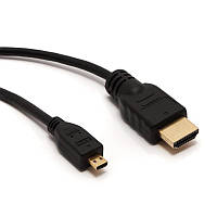 Шнур HDMI (штекер HDMI - штекер micro HDMI), v.1.4, "позолоченный", диам.- 5 мм, 1,5 м
