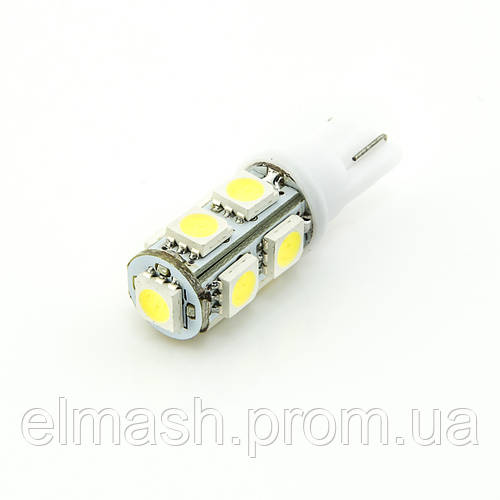 Лампа LED 12V T10 (W5W) 9SMD 5050 84Lm БЕЛЫЙ (ID#873507309), цена: 29 ...