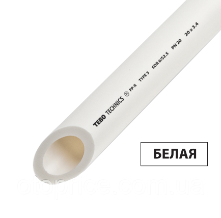 Поліпропіленова труба біла TEBO technics, фото 1