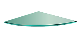 Полка кутова радіусна скляна 250ммх250ммх8мм, прозора з кріпленнями.
