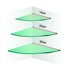 Комплект полок 190х6,220 x6,260х260x6м радіусні, прозорі з кріпленнями