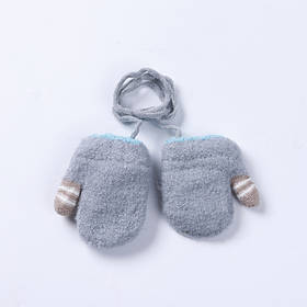 Рукавиці дитячі для новонароджених на мотузочці, блакитні