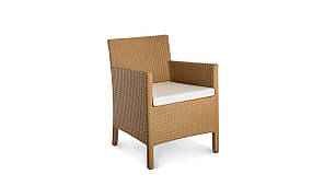 Кресло для кафе Кіпр без текстиля, каркас сталь, позов, ротанг Темно-біжевий (Terico ТМ)