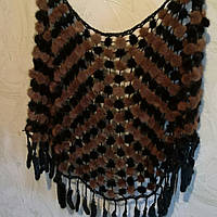 Шаль із норки, норкова накидка, чорно-коричнева хустка