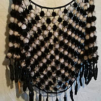 Шаль із норки доміно біла з чорним