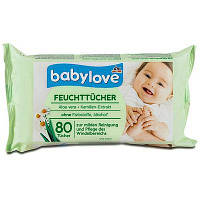 Дитячі вологі серветки Babylove Feuckttucher Aloe Vera + Kamillen-Extrakt — 80 шт.