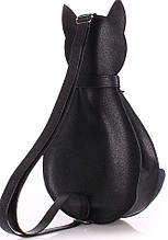 Рюкзак женский POOLPARTY leather-cat-backpack кожа 6 л черный