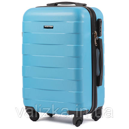 Пластиковий чемодан Wings 401 S+ для ручної поклажі 4 - колісний блакитний, фото 2