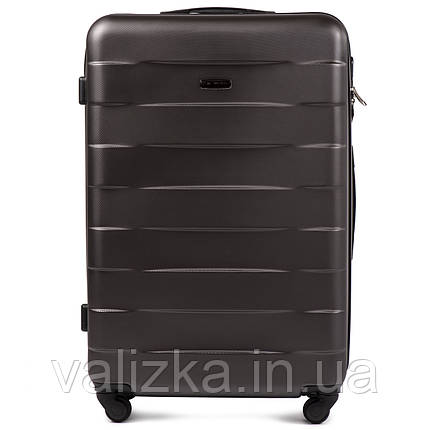 Великий пластиковий чемодан Wings 401 на 4-х колесах графіт, фото 2